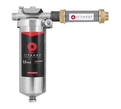 Титановый фильтр для воды+ магнитный преобразователь от накипи TITANOF ТМ 1 500 л/ч 050