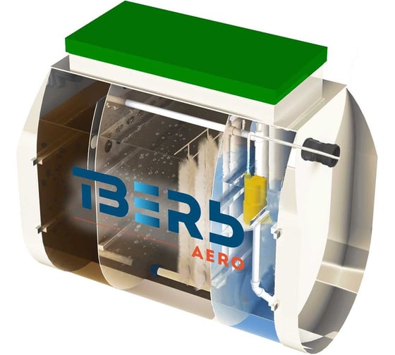 Септик СЕПТИК ТВЕРЬ «ТВЕРЬ AERO 1.1Н», (автономная канализация для дома и дачи), производительность: 1,1 м3/сут, глубина подводящего трубопровода: 30 см, отвод: принудительный 1480401