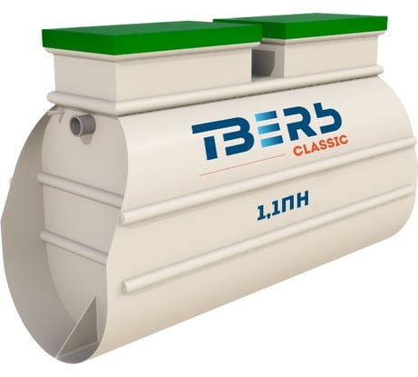 Септик СЕПТИК ТВЕРЬ CLASSIC 1,1ПН (автономная канализация для дома и дачи), производительность:1 м3/сут, глубина подводящего трубопровода:30 см, отвод: принудительный 1850801