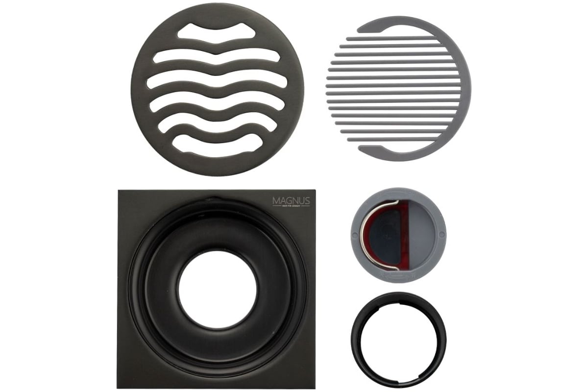 Трап из нержавеющей стали Санакс вертикальный, графит 100x100 d-50мм ...