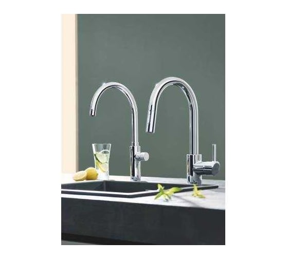 Кран для кухонной мойки GROHE Blue Pure Mono с функцией фильтрации, с фильтром в комплекте, хром 30388000