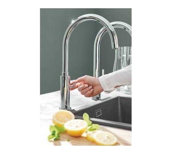 Кран для кухонной мойки GROHE Blue Pure Mono с функцией фильтрации, с фильтром в комплекте, хром 30388000