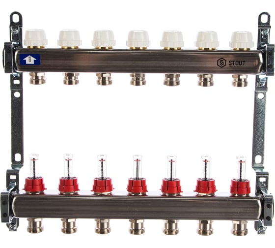 Коллектор из нержавеющей стали с расходомерами 7 вых. STOUT SMS 0917 ...