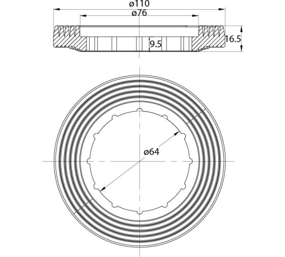Двухуровневая водосливная арматура нижний подвод Тип B, трапециевидная резинка IDDIS F012400-02K 4
