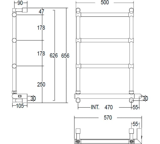Электрический полотенцесушитель Margaroli Sole 542 5424704NONB 2