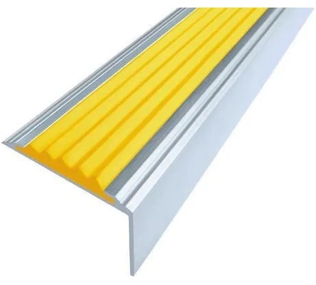 Угол-порог противоскользящий алюминиевый ООО Элитпроф 40x14 мм, с желтой резиновой вставкой АНСУ 40х14 С 270 Рж