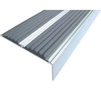 Двойной угол-порог ООО Элитпроф противоскользящий, алюминиевый, 81x25 мм, с черной резиновой вставкой АДУ 81х25 С 100 РЧ