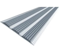 Тройная противоскользящая алюминиевая полоса ООО Элитпроф ECO 100 мм, с серой вставкой, 2,7 м АНСП 100 С 300 РС