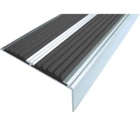 Двойной противоскользящий алюминиевый угол-порог ООО Элитпроф ECO 68x22,5 мм, с черной вставкой, 2,7 м АДУ 68х22,5 Ч 270