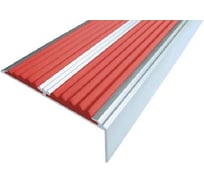 Двойной противоскользящий алюминиевый угол-порог ООО Элитпроф ECO 68x22,5 мм, с красной вставкой, 3 м АДУ 68х22,5 К 300