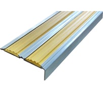 Двойной противоскользящий алюминиевый угол-порог ООО Элитпроф ECO 68x22,5 мм, с желтой вставкой, 3 м АДУ 68х22,5 Ж 300