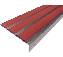 Тройной угол-порог ООО Элитпроф ECO противоскол. алюминий 98х22,5 мм, с красной вставкой, 3 м АТУ 98 К 300 ECO