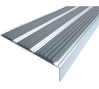 Тройной угол-порог ООО Элитпроф ECO с противоскользящей вставкой, алюминий, 98х22,5 мм, с серой вставкой, 2,7 м АТУ 98 С 270 ECO