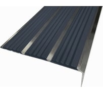 Тройной угол-порог ООО Элитпроф ECO противоскользящий алюминий 98х22,5 мм, с черной вставкой, 2,7 м АТУ 98 ЧВ 270 ECO