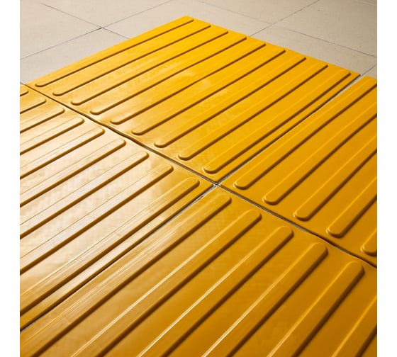Тактильная плитка PALITRA TECHNOLOGY направление движения, полоса 10шт 50245-1-PVC-500x500x4-Y-10