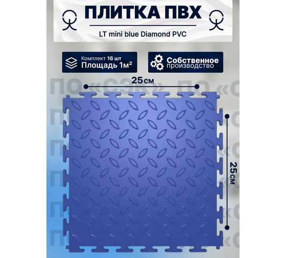 Плитка ПО СЭК ПВХ модульная на пол 25х25 см LT mini blue Diamond PVC 01-00102880 1