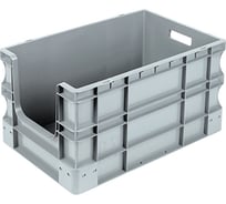Ящик п/п Sembol Plastik 600x400x330 AV сплошной, с вырезом и ручкой, серый 27772