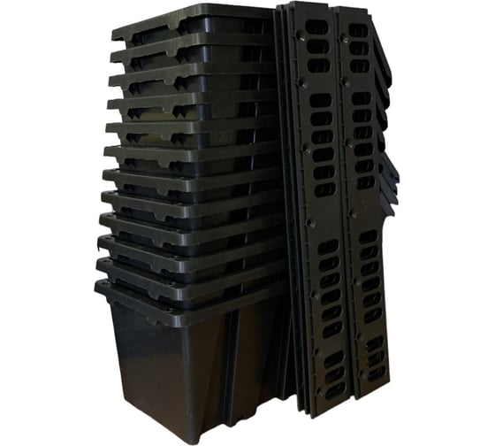 Лоток для метизов Jettools набор, черный, 225x155x120 мм 12 шт., с планкой 6 шт. ЛЧ-2-225-12 1