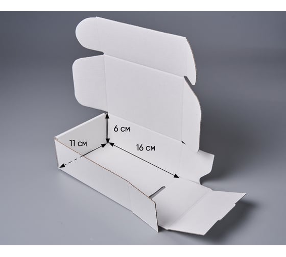 Самосборная коробка PACK INNOVATION белая, гофрокороб, 16x11x6 см, 100 шт. IP0GKSSWH161106-100
