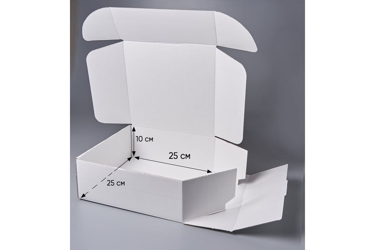 Самосборная коробка PACK INNOVATION белая, гофрокороб, 25x25x10 см, 100 ...