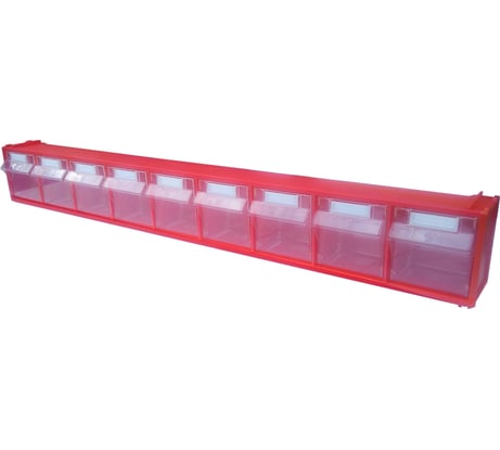 Короб Стелла-техник откидной, 600х68х78мм, 9 ячеек, красный, прозрачный, F-600-9
