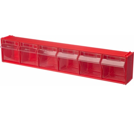 Короб Стелла-техник откидной, 600х96х112мм, 6 ячеек, красный, прозрачный, F-600-6
