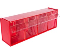 Короб откидной Стелла-техник 600х178х206мм, 4 ячейки, красный, прозрачный, F-600-4