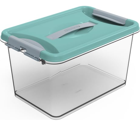 Контейнер Martika с защелками и ручкой, 10 л, клик, бирюзовый С274БИР