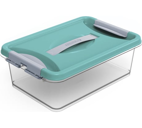 Контейнер Martika с защелками и ручкой, 6 л, клик, бирюзовый С272БИР