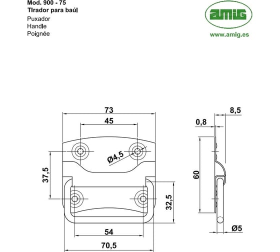 Ручка для баула Amig мод.900-3 черная 10403