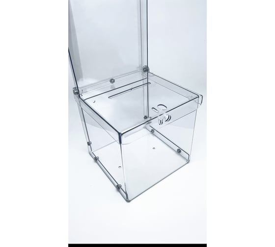 Ящик для пожертвований и 3 пломбы, ящик для голосования CRYSTAL-BOX размер 28х14х14 см, материал ПЭТ толщина 1,5 мм box20/