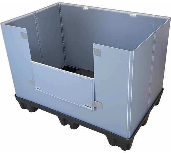 Складной контейнер Пластик система Uni-Pack 1200x800x870 мм с разгрузочной дверцей и фиксаторами Uni-Pack 1208.3