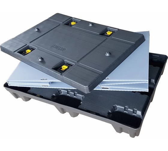 Складной контейнер Пластик система Uni-Pack 1200x800x870 мм с разгрузочной дверцей и фиксаторами Uni-Pack 1208.3