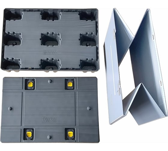 Складной контейнер Пластик система Uni-Pack 1200x800x870 мм с разгрузочной дверцей и фиксаторами Uni-Pack 1208.3