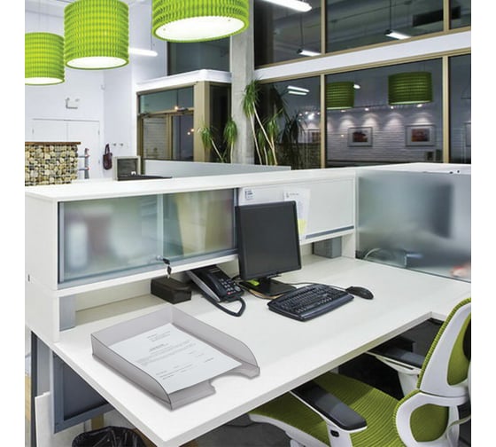 Лоток горизонтальный для бумаг BRAUBERG Standard, 350x253x65 мм, тонированный серый 238348