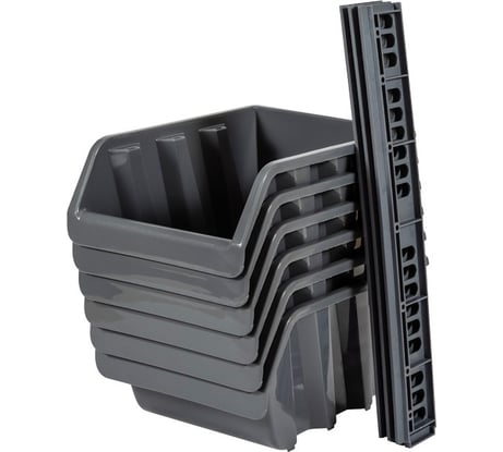 Ящик для метизов Тара.ру п/п 245x170x125, комплект из 6 шт. цвет серый 31429