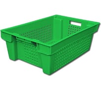 Ящик для хранения Пластик Система 600x400x200 мм, перфорированный, зеленый PSP 4822.1.70