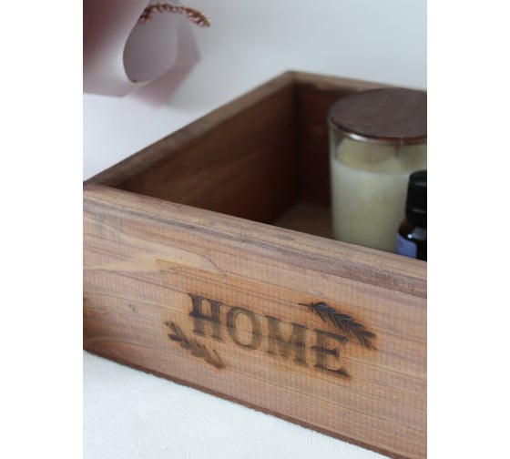 Ящик из натурального дерева Симфония окрашенный, с гравировкой, HOME 20x20x9 см Я-020