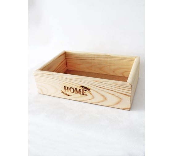 Ящик из натурального дерева Симфония неокрашенный, с гравировкой, HOME 30x20x9 см Я-013