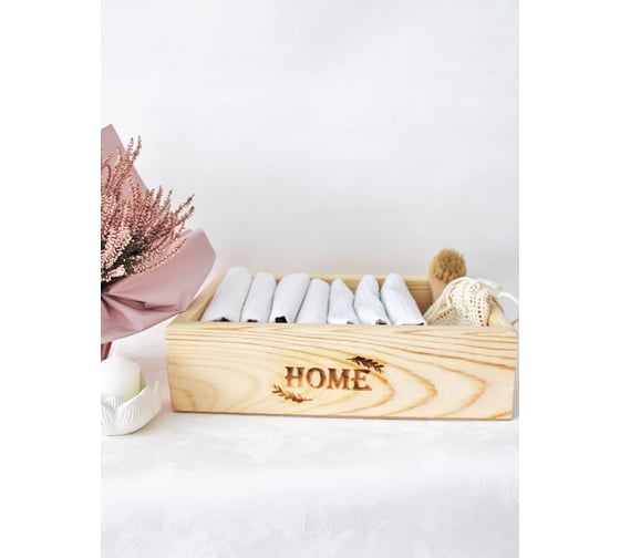 Ящик из натурального дерева Симфония неокрашенный, с гравировкой, HOME 30x20x9 см Я-013