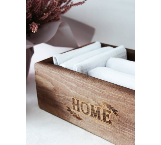 Ящик из натурального дерева Симфония окрашенный, с гравировкой, HOME 15x25x9 см Я-019