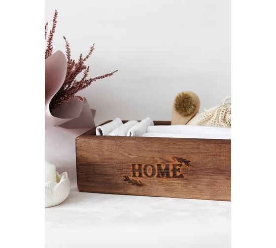 Ящик из натурального дерева Симфония окрашенный, с гравировкой, HOME 15x25x9 см Я-019