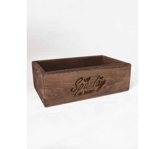 Ящик из натурального дерева окрашенный с гравировкой Spa day at home 15x25x9 см Симфония Я-022