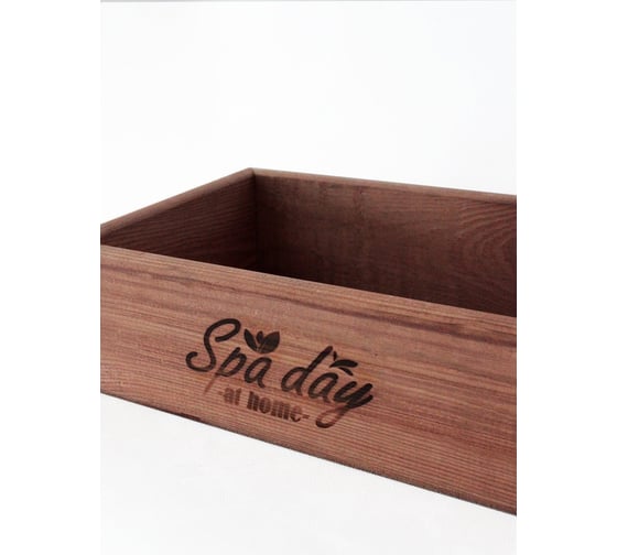 Ящик из натурального дерева окрашенный с гравировкой Spa day at home 30x20x9 см Симфония Я-024