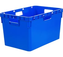 Ящик Тара.ру п/э 600x400x340 мм, сплошной, стенки с отверстиями для пакетов, цвет синий 25198