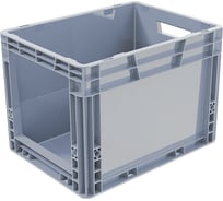 Ящик Sembol Plastik п/п 400x300x290 мм, с вырезом, сплошной, дно сплошное, цвет серый 31771