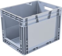 Ящик Sembol Plastik п/п 400x300x320 мм, с вырезом, сплошной, дно сплошное, цвет серый 31772
