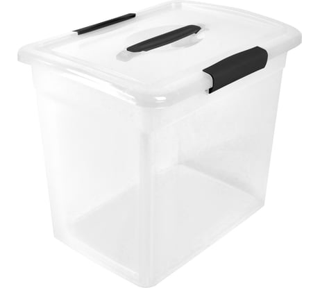 Ящик Blocker п/п 370х274х313 20л. для хранения, с крышкой, на клипсах, с ручкой цв. прозрачный кристалл 36200