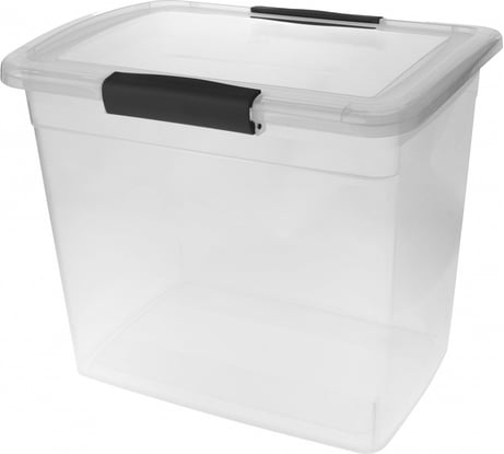 Ящик Blocker п/п 370х274х313 20л. для хранения, с крышкой, на клипсах цв. прозрачный кристалл 36191
