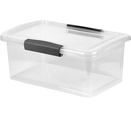 Ящик Blocker п/п 350х235х148 7л. для хранения, с крышкой, на клипсах цв. прозрачный кристалл 36195